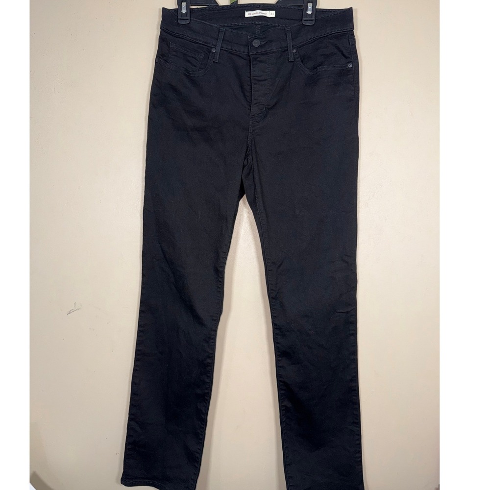 Levis 314 Shaping Straight Jeans Black Denim Womens Size 31 Mid Rise Pants